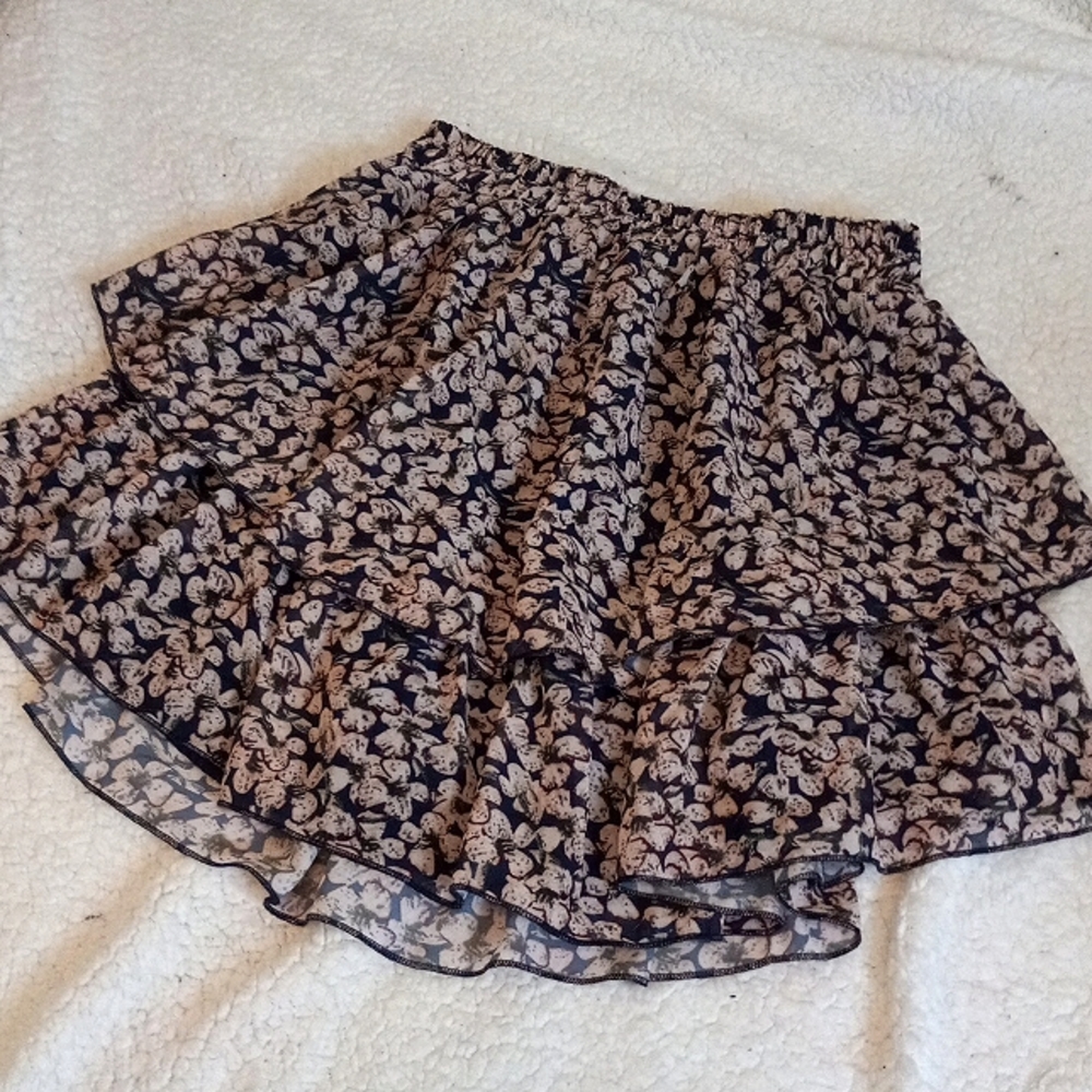 Simplee Floral Tier Mini Skirt, Medium